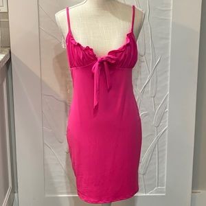 Pink Ruffle Tie Mini Dress Barbie Pink